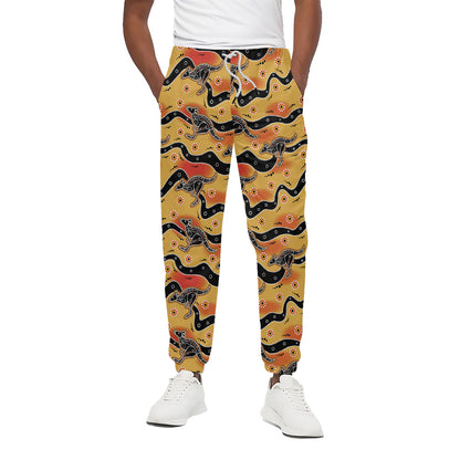Aboriginal Kangaroo Pattern Print Cotton Pants