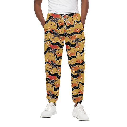 Aboriginal Kangaroo Pattern Print Cotton Pants
