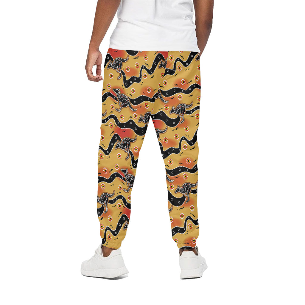 Aboriginal Kangaroo Pattern Print Cotton Pants