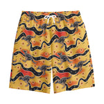 Aboriginal Kangaroo Pattern Print Cotton Shorts