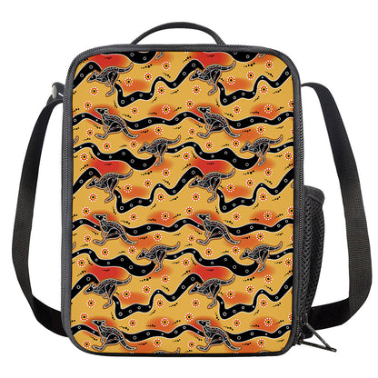 Aboriginal Kangaroo Pattern Print Crossbody Lunch Bag