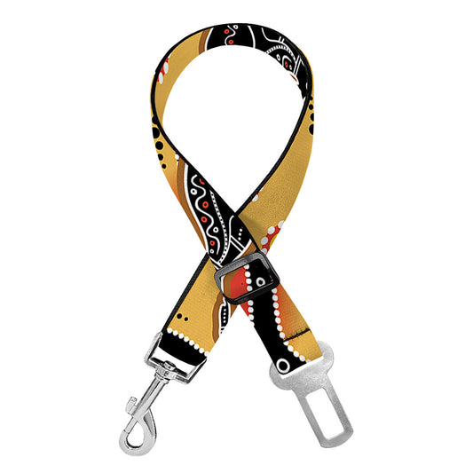 Aboriginal Kangaroo Pattern Print Dog Seat Belt