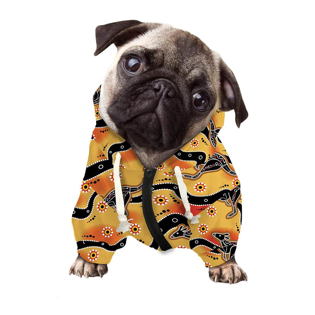 Aboriginal Kangaroo Pattern Print Dog Zip Up Hoodie