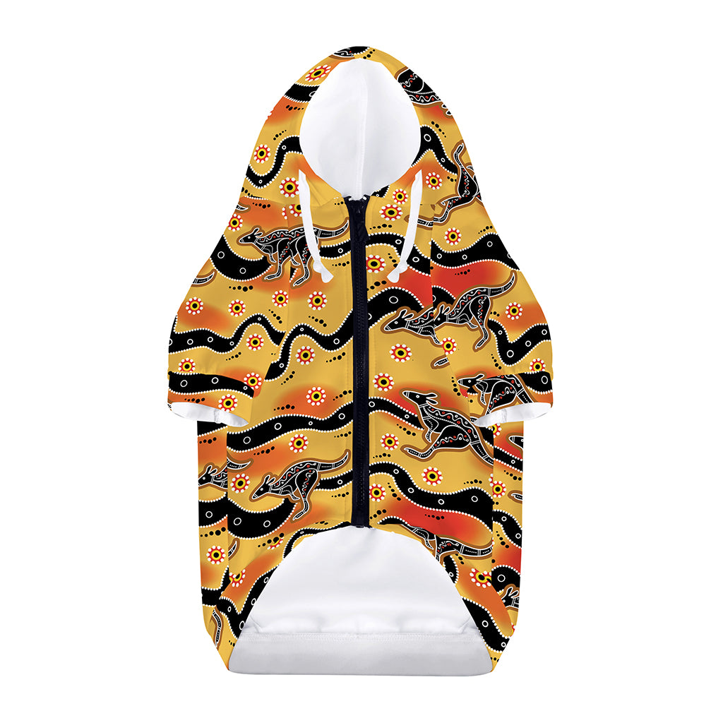 Aboriginal Kangaroo Pattern Print Dog Zip Up Hoodie