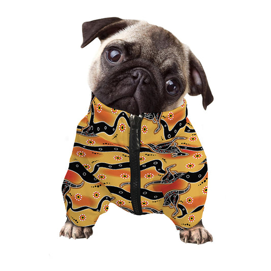 Aboriginal Kangaroo Pattern Print Dog Zip Up Jacket