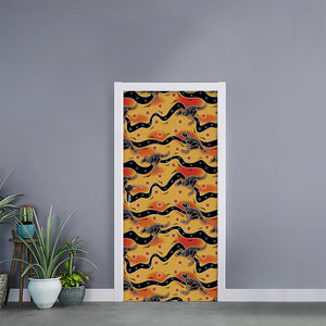 Aboriginal Kangaroo Pattern Print Door Sticker