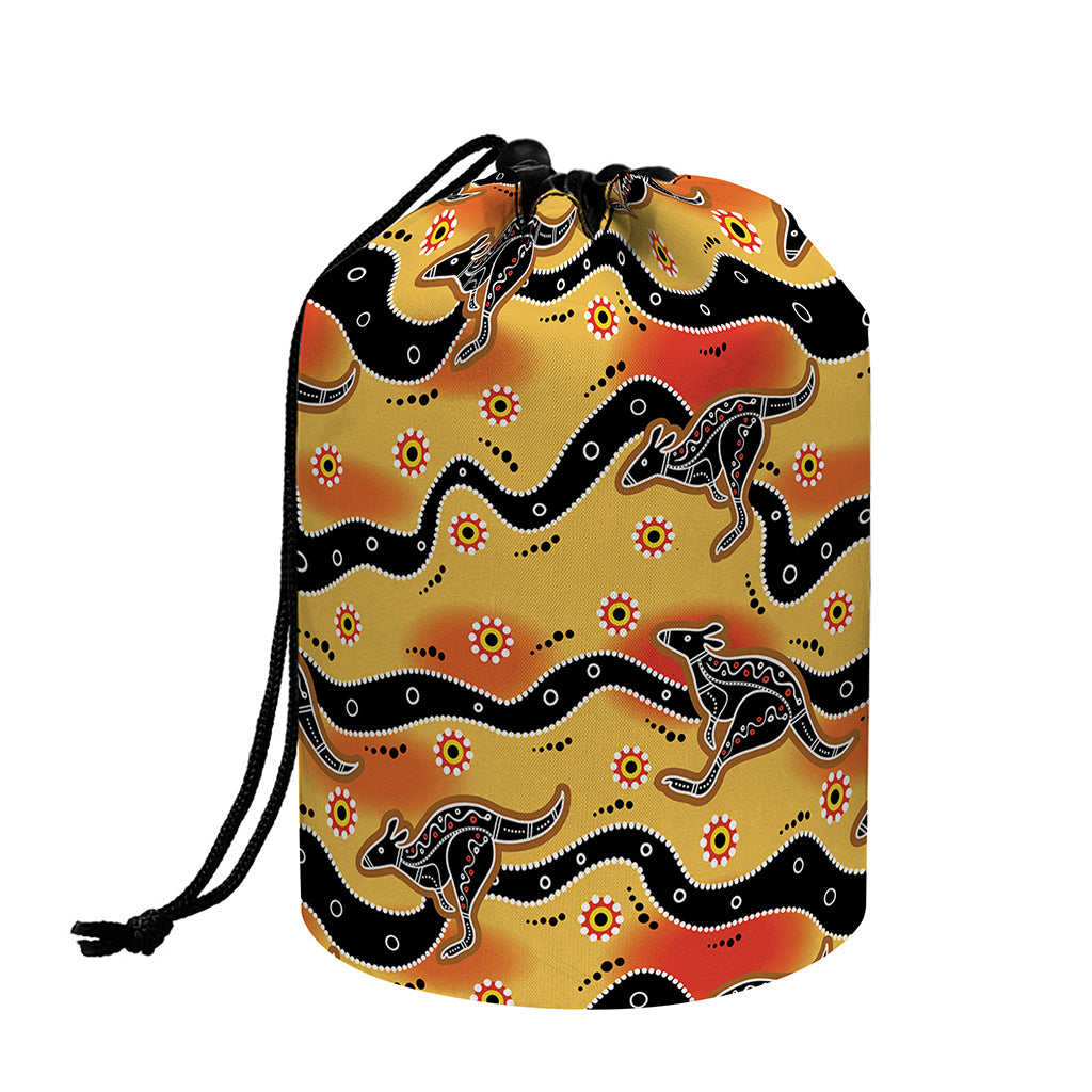 Aboriginal Kangaroo Pattern Print Drawstring Makeup Bag