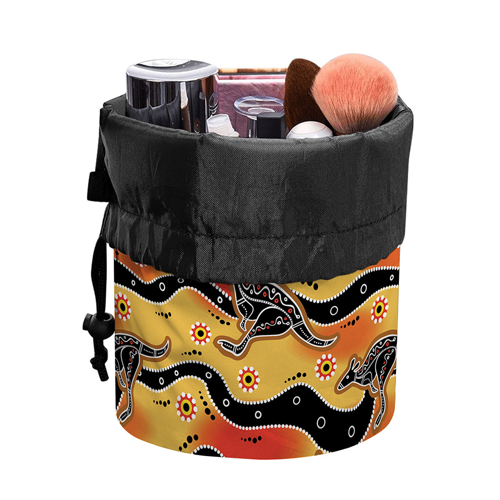 Aboriginal Kangaroo Pattern Print Drawstring Makeup Bag