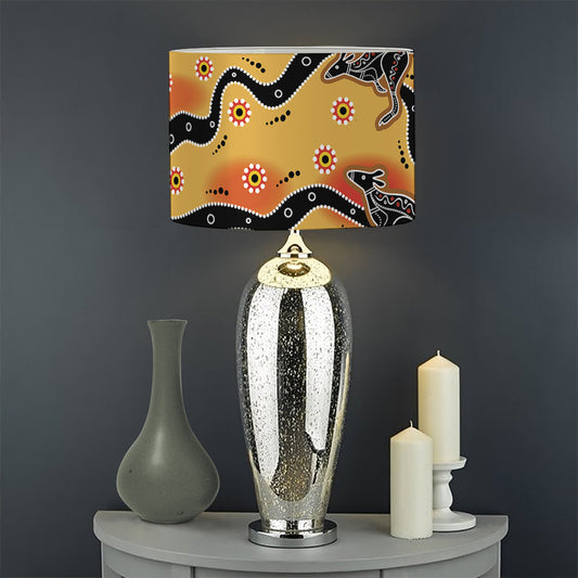 Aboriginal Kangaroo Pattern Print Drum Lamp Shade