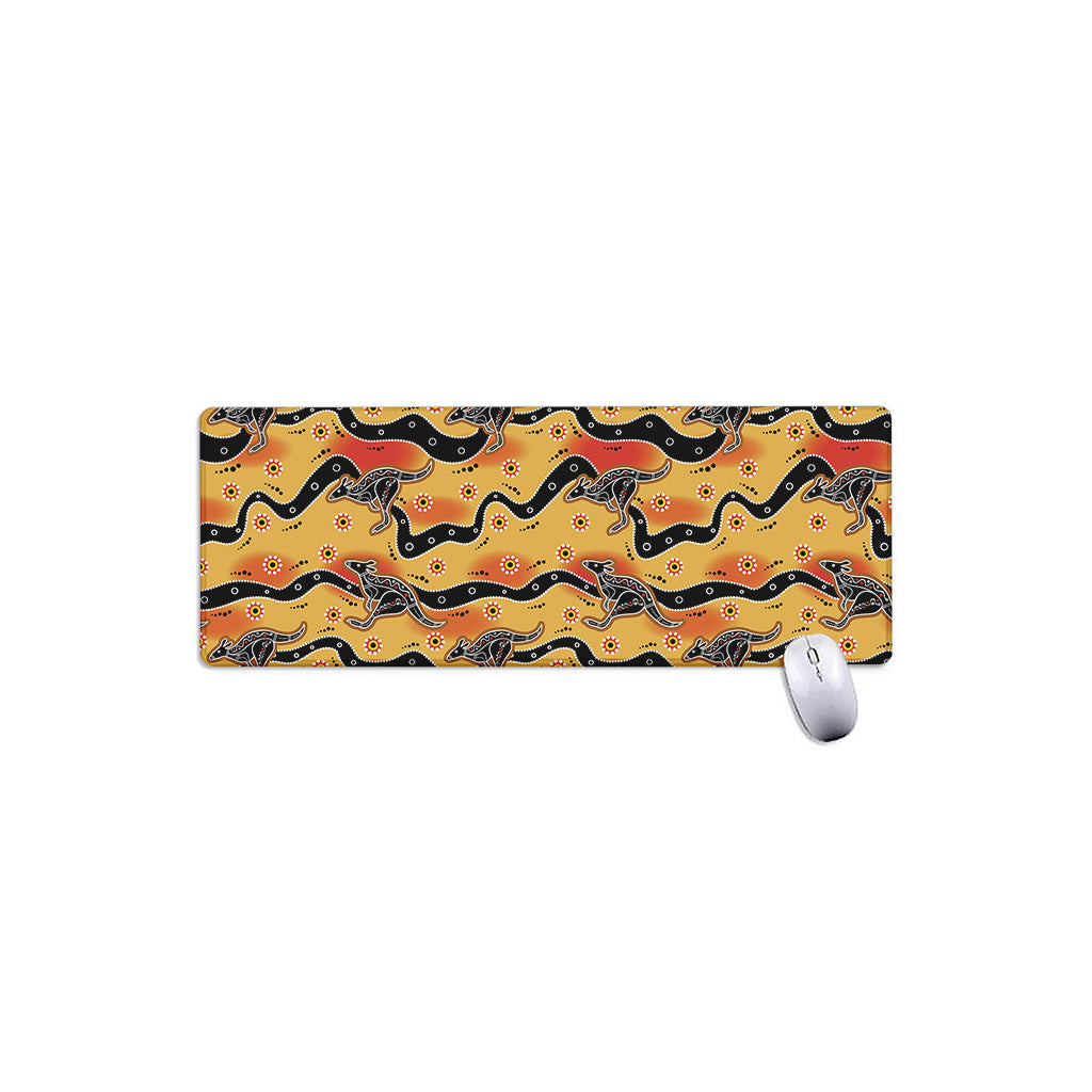 Aboriginal Kangaroo Pattern Print Extended Mouse Pad