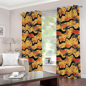 Aboriginal Kangaroo Pattern Print Extra Wide Grommet Curtains