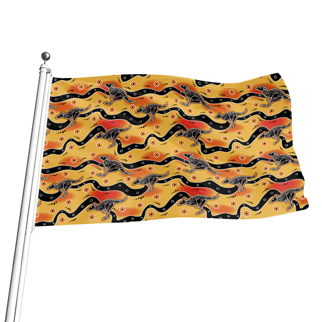 Aboriginal Kangaroo Pattern Print Flag