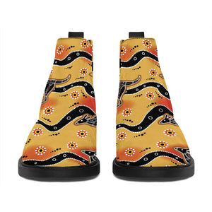 Aboriginal Kangaroo Pattern Print Flat Ankle Boots