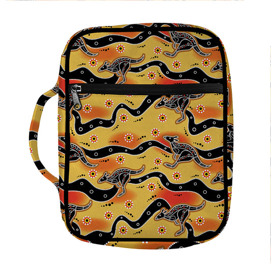 Aboriginal Kangaroo Pattern Print Front Pocket Bible Bag