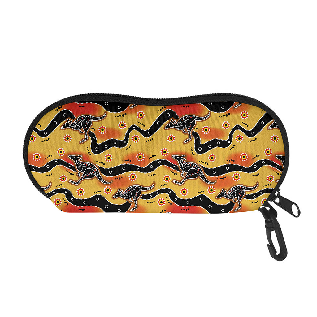 Aboriginal Kangaroo Pattern Print Glasses Case