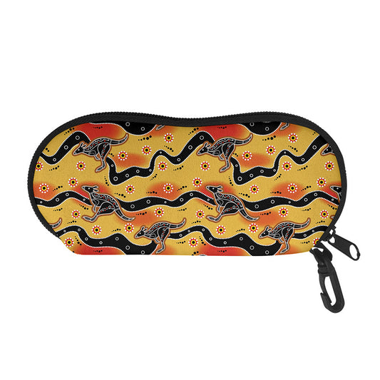 Aboriginal Kangaroo Pattern Print Glasses Case