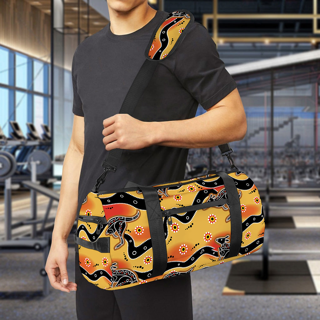 Aboriginal Kangaroo Pattern Print Gym Bag