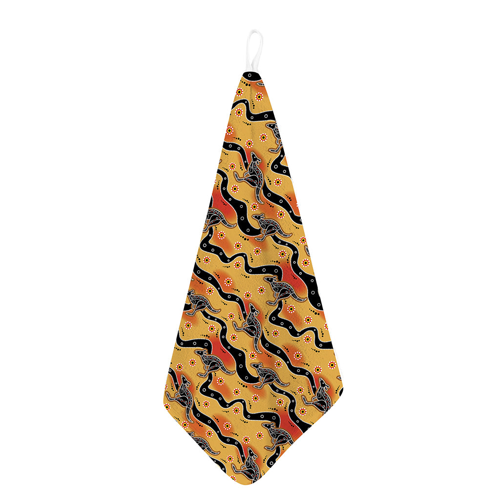 Aboriginal Kangaroo Pattern Print Hand Towel