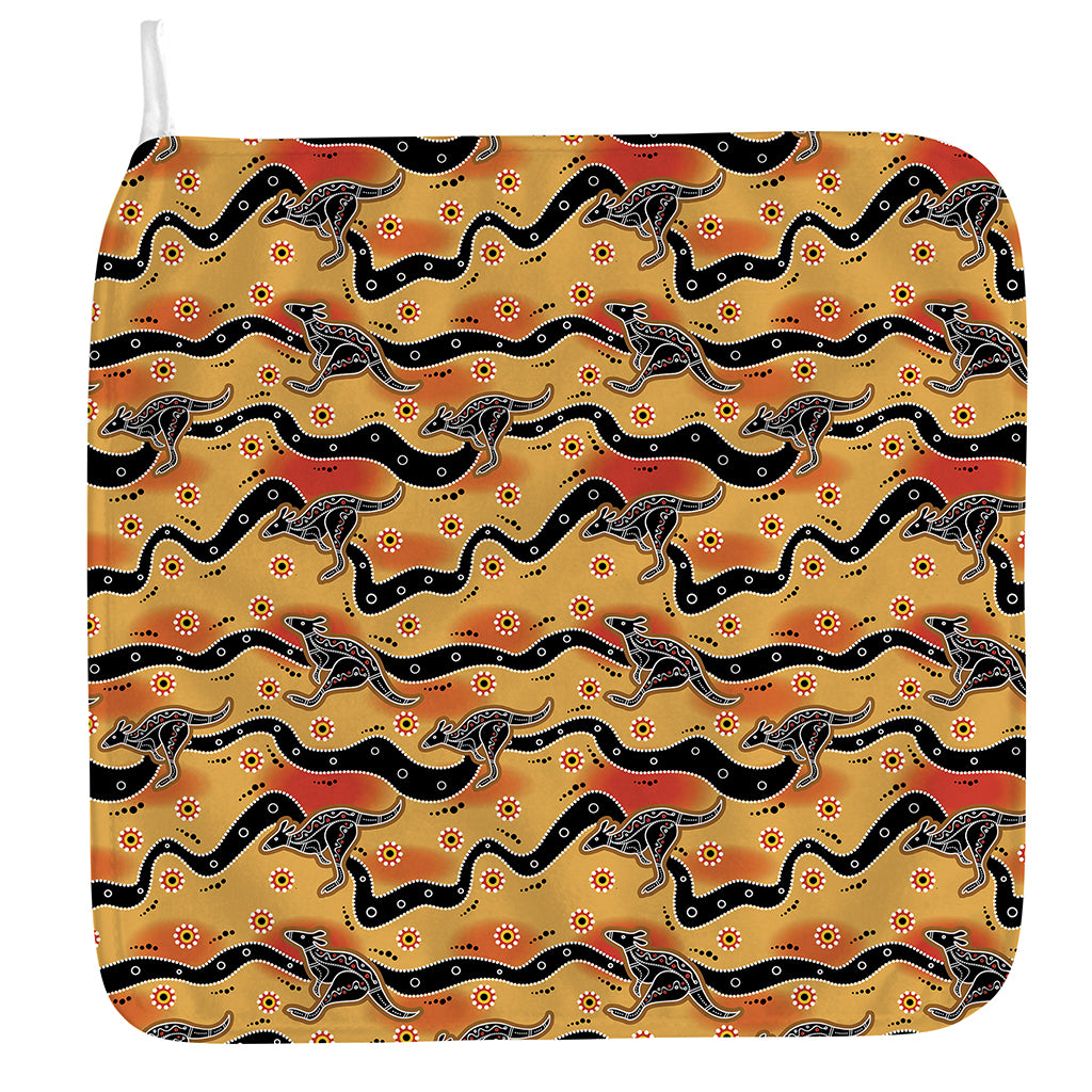 Aboriginal Kangaroo Pattern Print Hand Towel