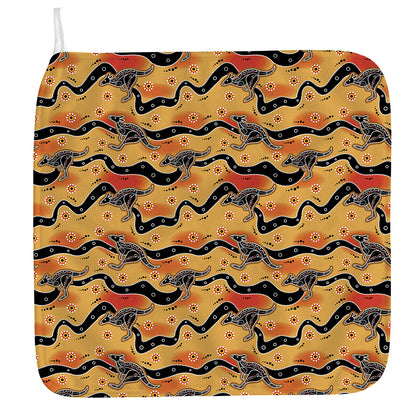 Aboriginal Kangaroo Pattern Print Hand Towel