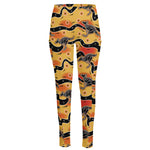 Aboriginal Kangaroo Pattern Print High-Waisted Pocket Leggings