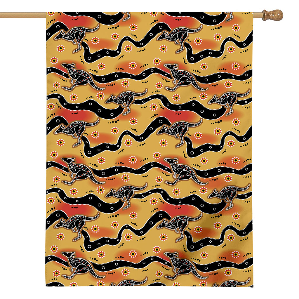 Aboriginal Kangaroo Pattern Print House Flag