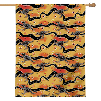 Aboriginal Kangaroo Pattern Print House Flag