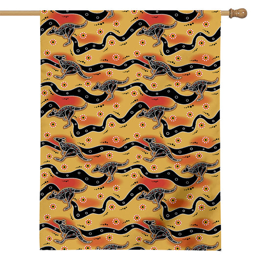 Aboriginal Kangaroo Pattern Print House Flag