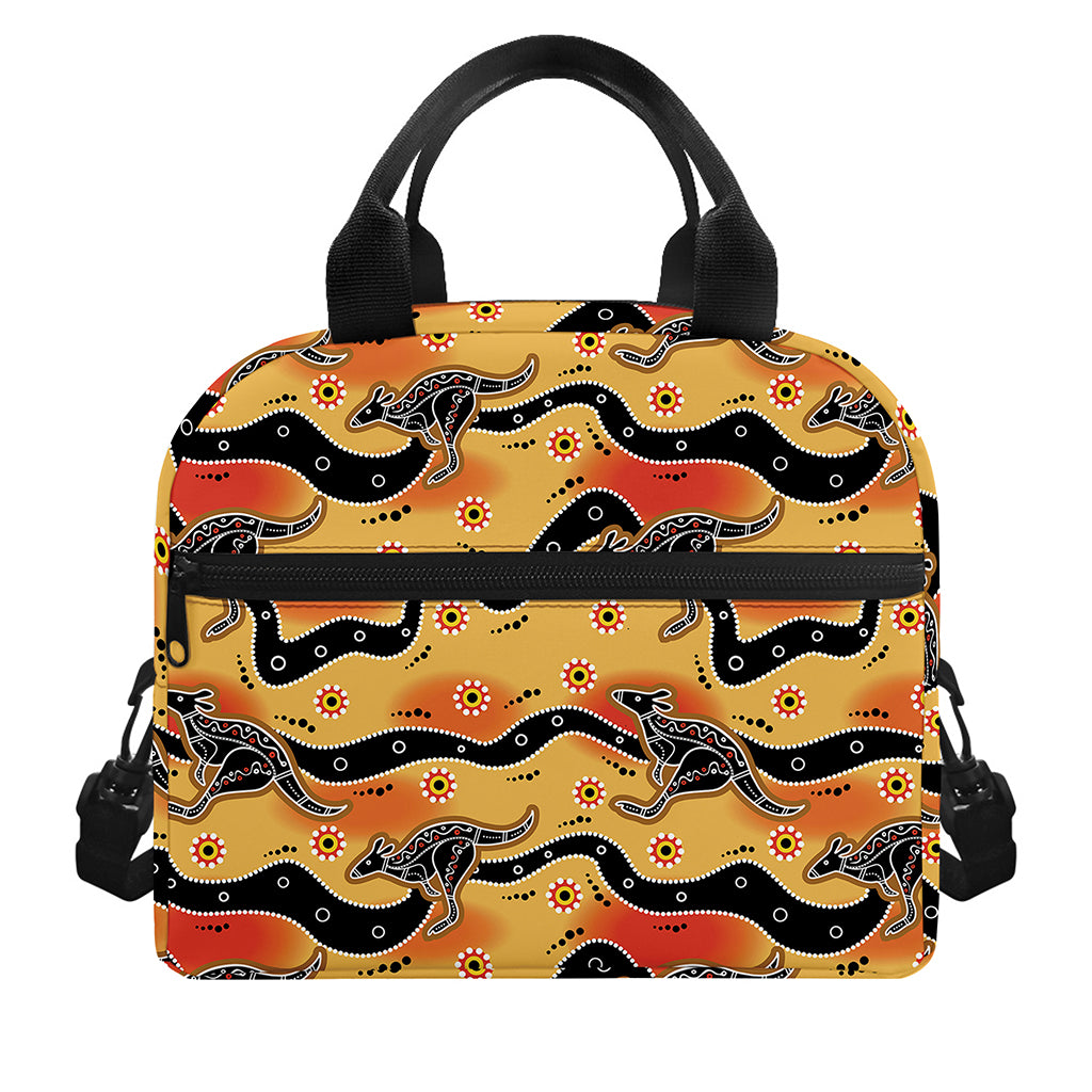 Aboriginal Kangaroo Pattern Print Insulated Lunch Bag
