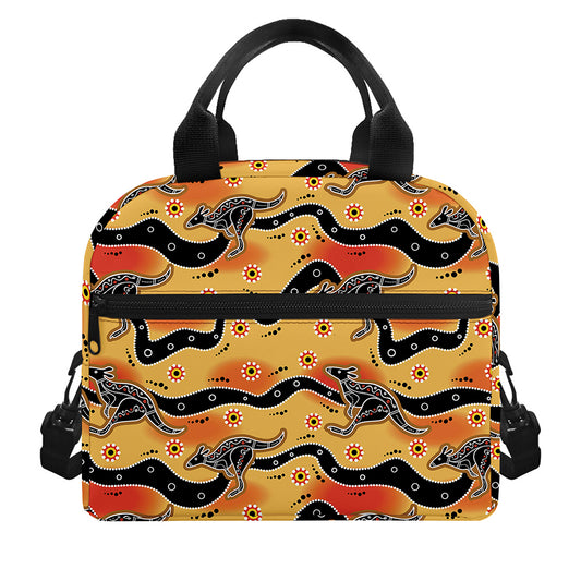 Aboriginal Kangaroo Pattern Print Insulated Lunch Bag