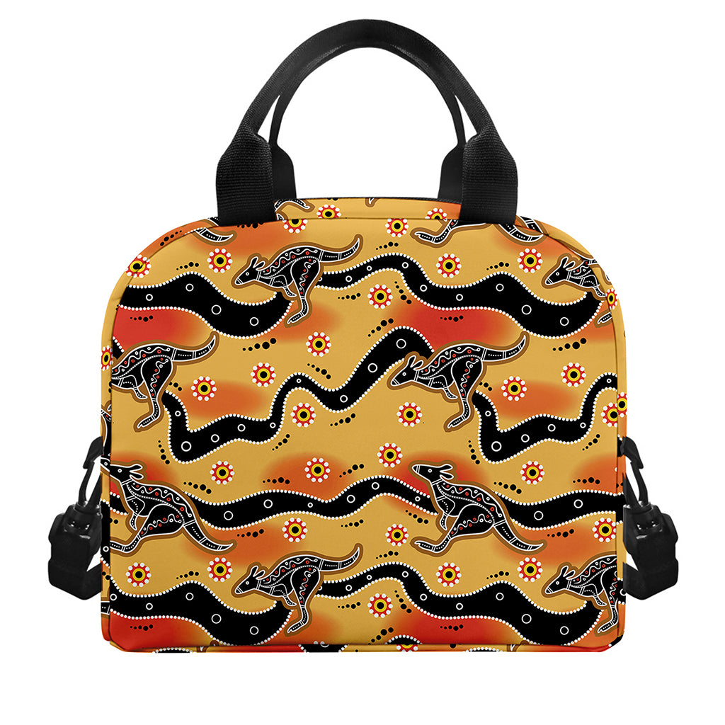 Aboriginal Kangaroo Pattern Print Insulated Lunch Bag