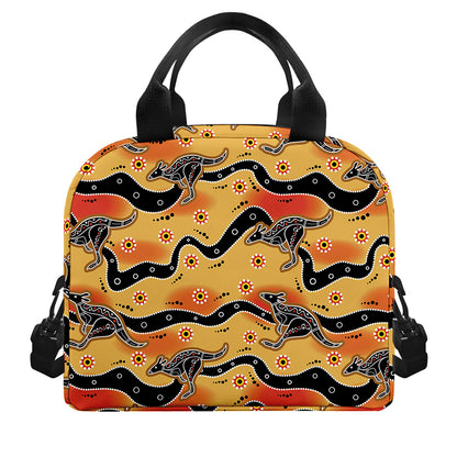 Aboriginal Kangaroo Pattern Print Insulated Lunch Bag