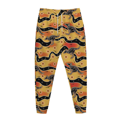 Aboriginal Kangaroo Pattern Print Jogger Pants
