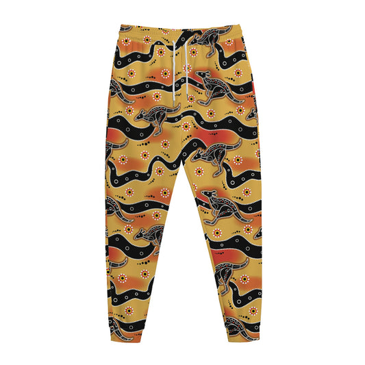 Aboriginal Kangaroo Pattern Print Jogger Pants