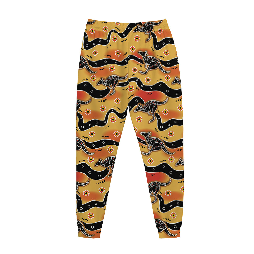 Aboriginal Kangaroo Pattern Print Jogger Pants