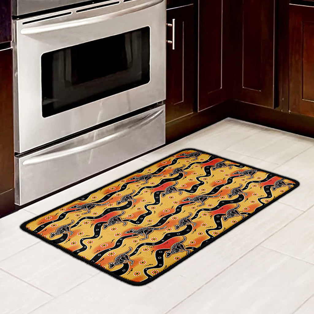 Aboriginal Kangaroo Pattern Print Kitchen Mat