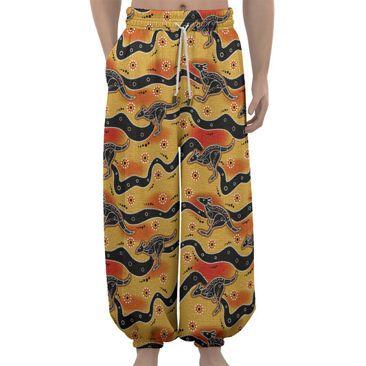 Aboriginal Kangaroo Pattern Print Lantern Pants