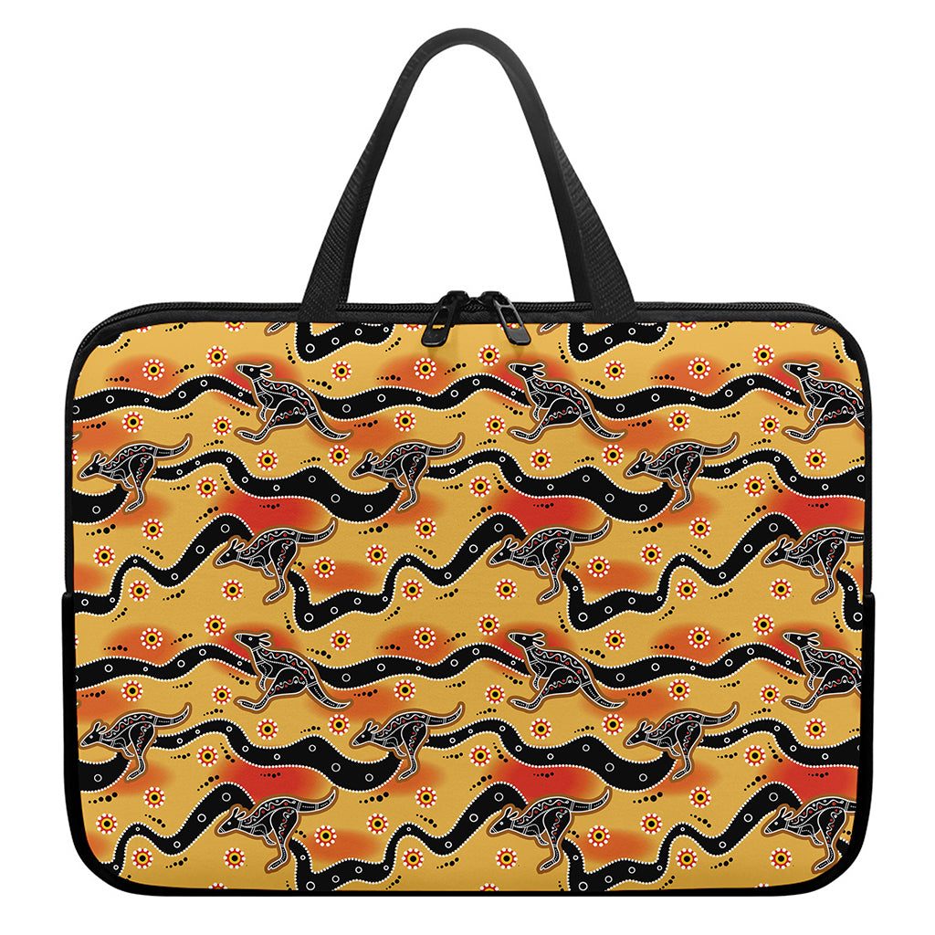 Aboriginal Kangaroo Pattern Print Laptop Sleeve With Handle