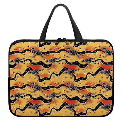 Aboriginal Kangaroo Pattern Print Laptop Sleeve With Handle