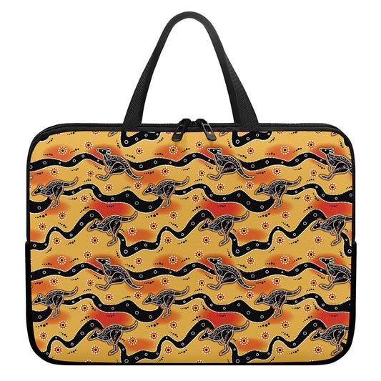 Aboriginal Kangaroo Pattern Print Laptop Sleeve With Handle