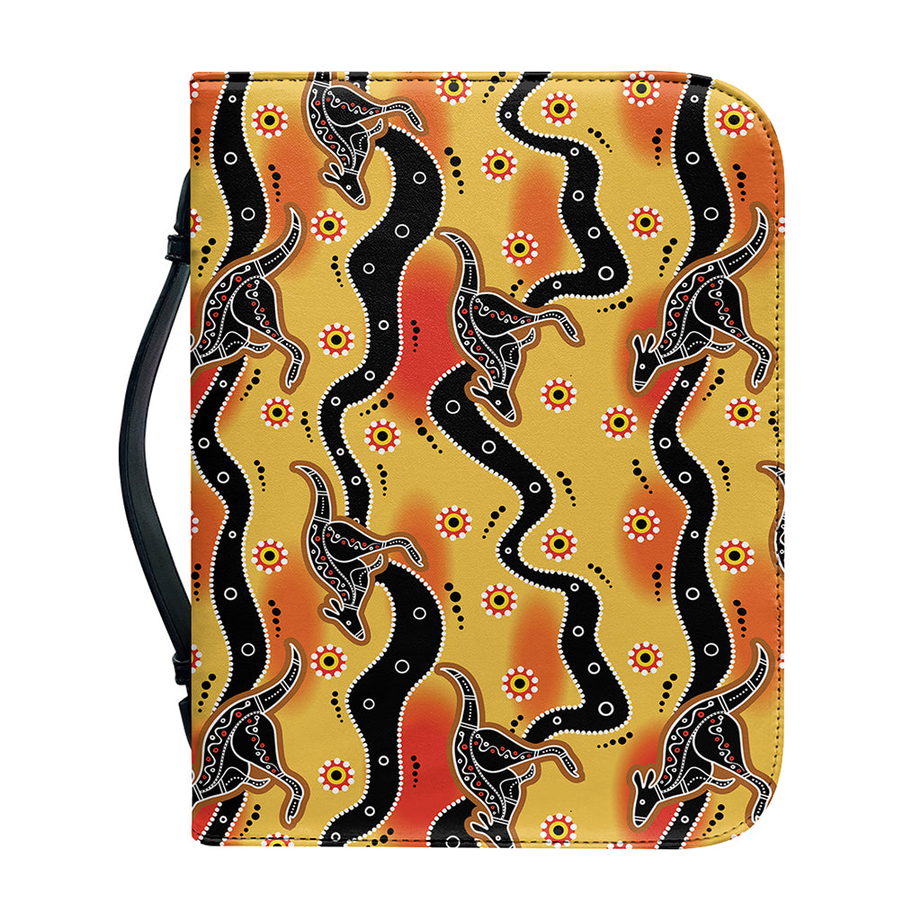 Aboriginal Kangaroo Pattern Print Leather Bible Cover