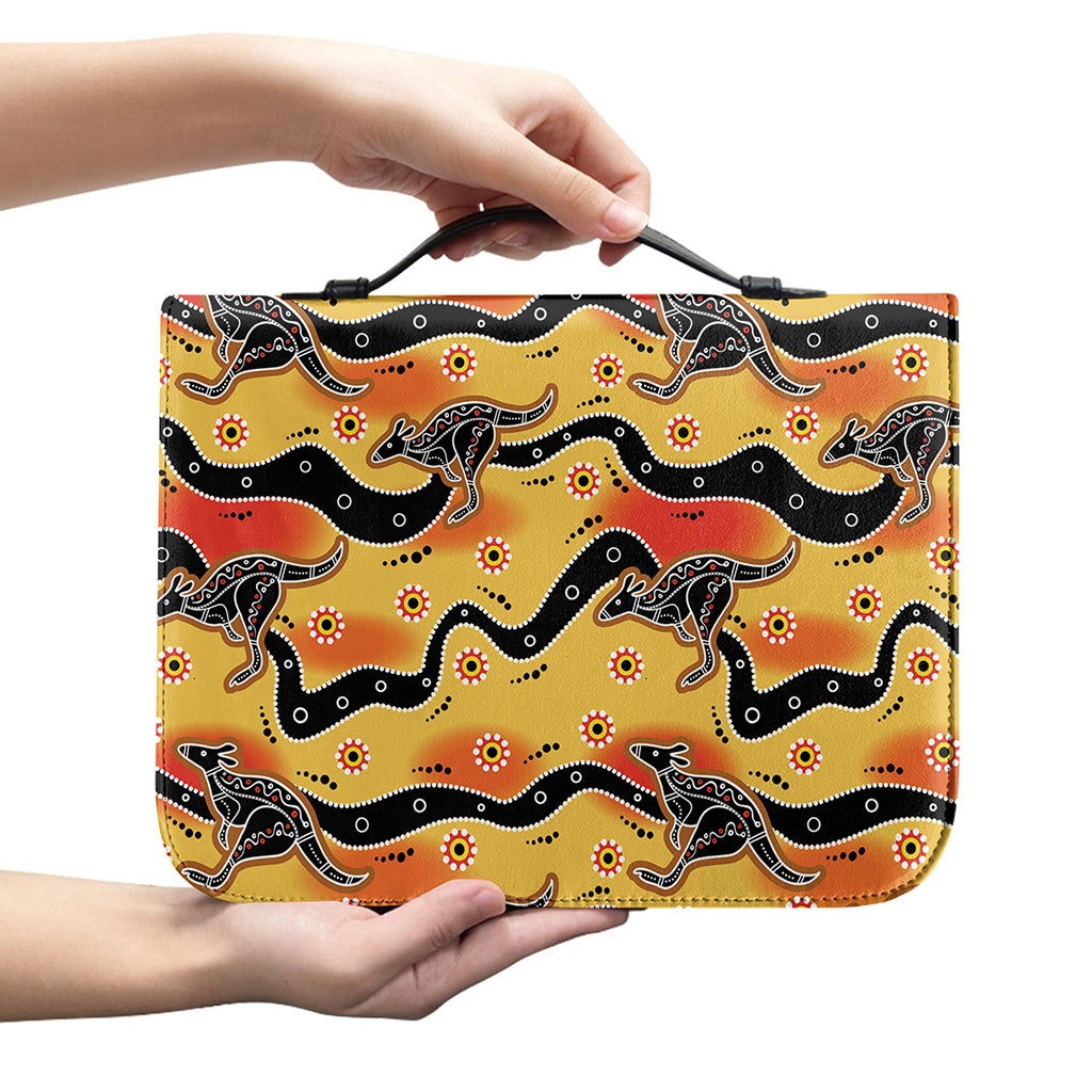 Aboriginal Kangaroo Pattern Print Leather Bible Cover