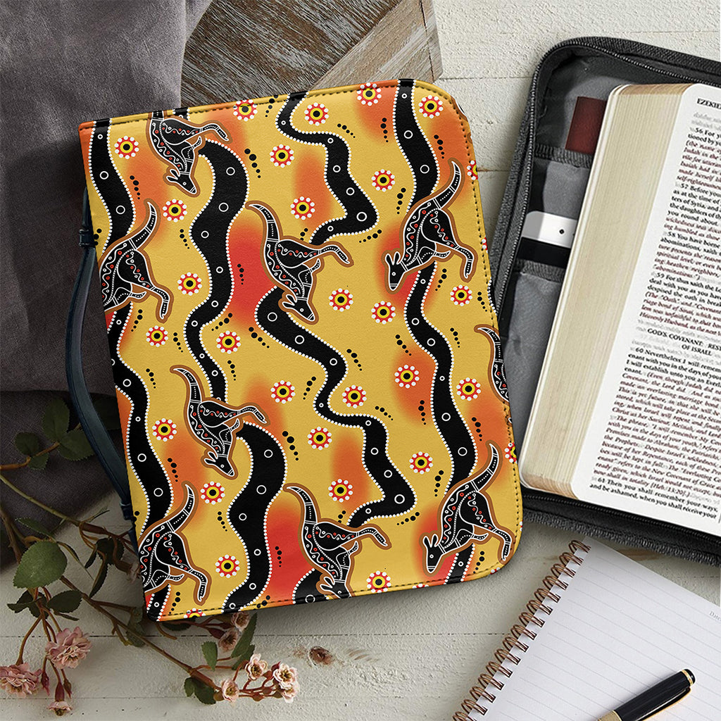 Aboriginal Kangaroo Pattern Print Leather Bible Cover