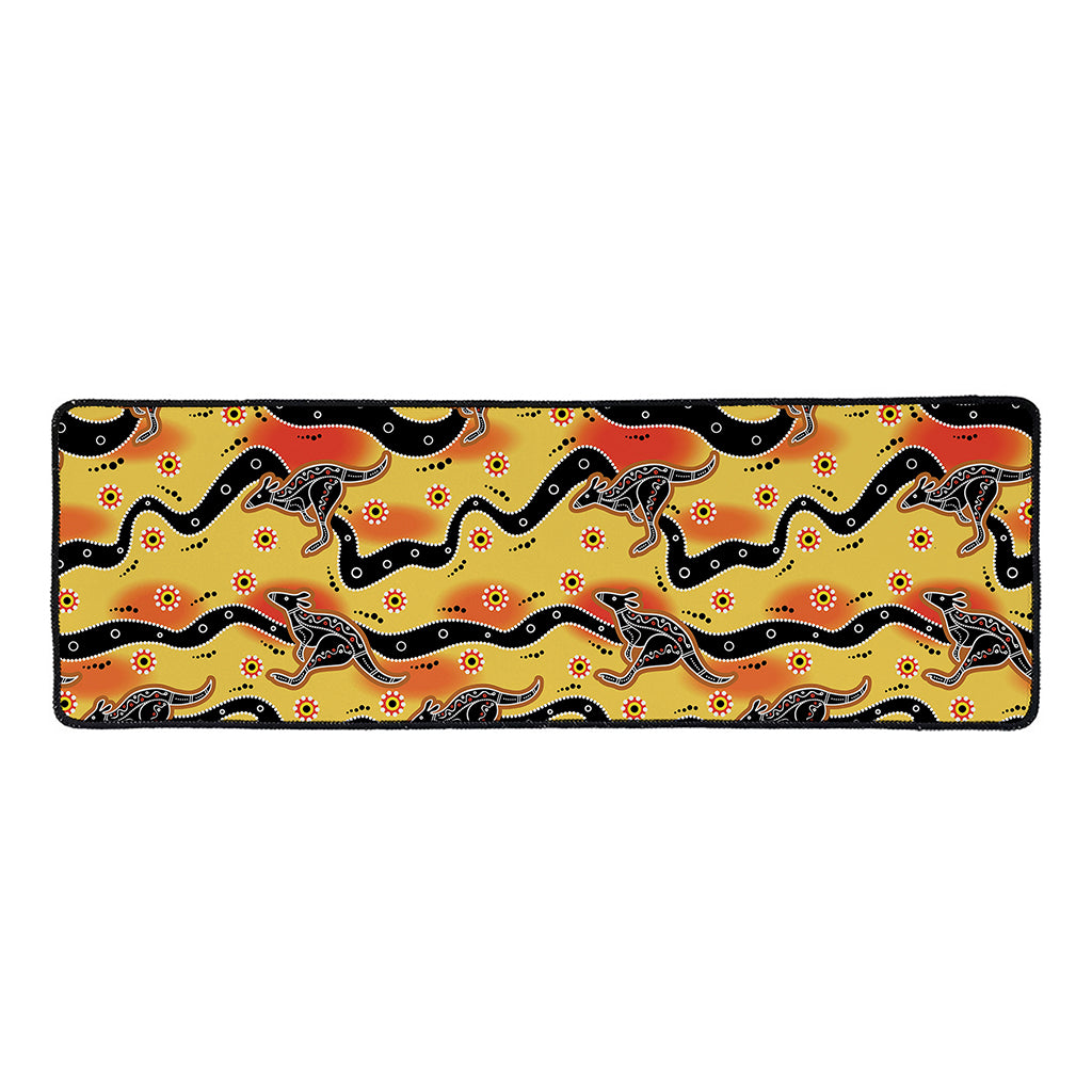 Aboriginal Kangaroo Pattern Print Long Kitchen Mat