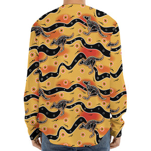 Aboriginal Kangaroo Pattern Print Long Sleeve Baseball Jersey