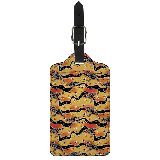 Aboriginal Kangaroo Pattern Print Luggage Tag