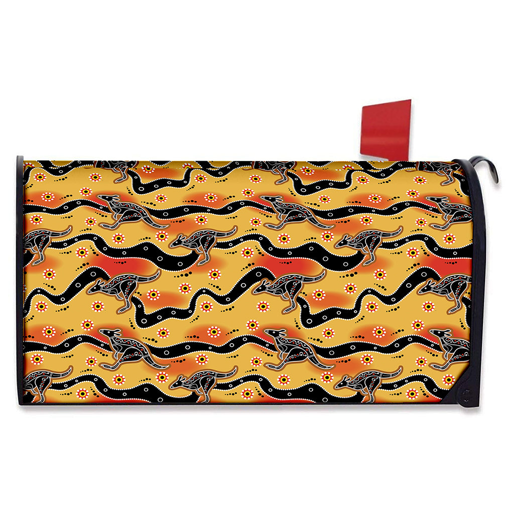 Aboriginal Kangaroo Pattern Print Mailbox Cover