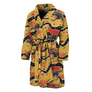 Aboriginal Kangaroo Pattern Print Men's Bathrobe