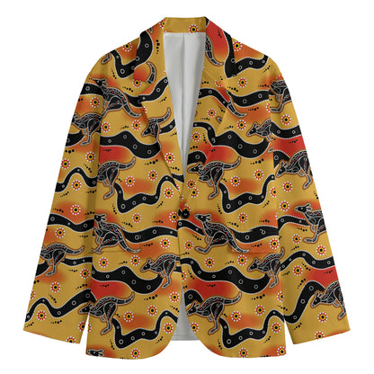Aboriginal Kangaroo Pattern Print Men's Blazer
