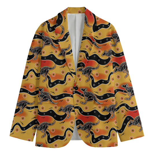 Aboriginal Kangaroo Pattern Print Men's Blazer